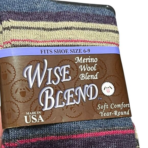 Merino Wool Blend Women’s Striped Socks, 2 Packs, Sizes 6-9, NWT - Picture 5 of 6